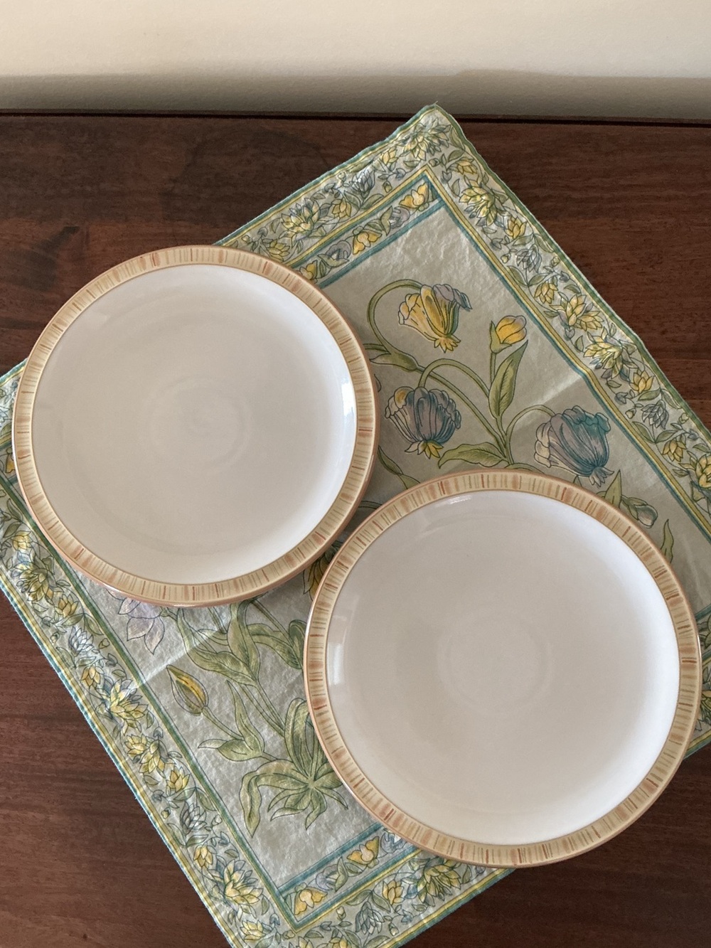 Denby England Caramel Stripes Dinner Plates Set of 2